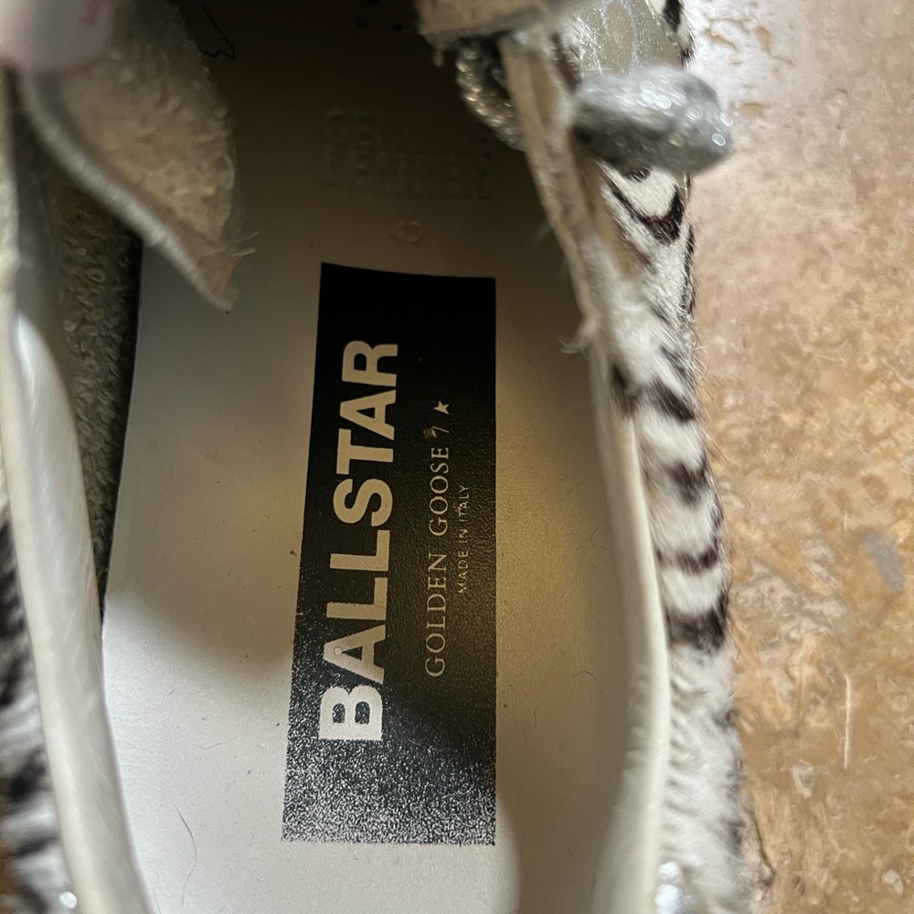 Golden Goose Ball Star Zebra Leopard Pony Hair Sneakers with Silver Details - Picture 5 of 8